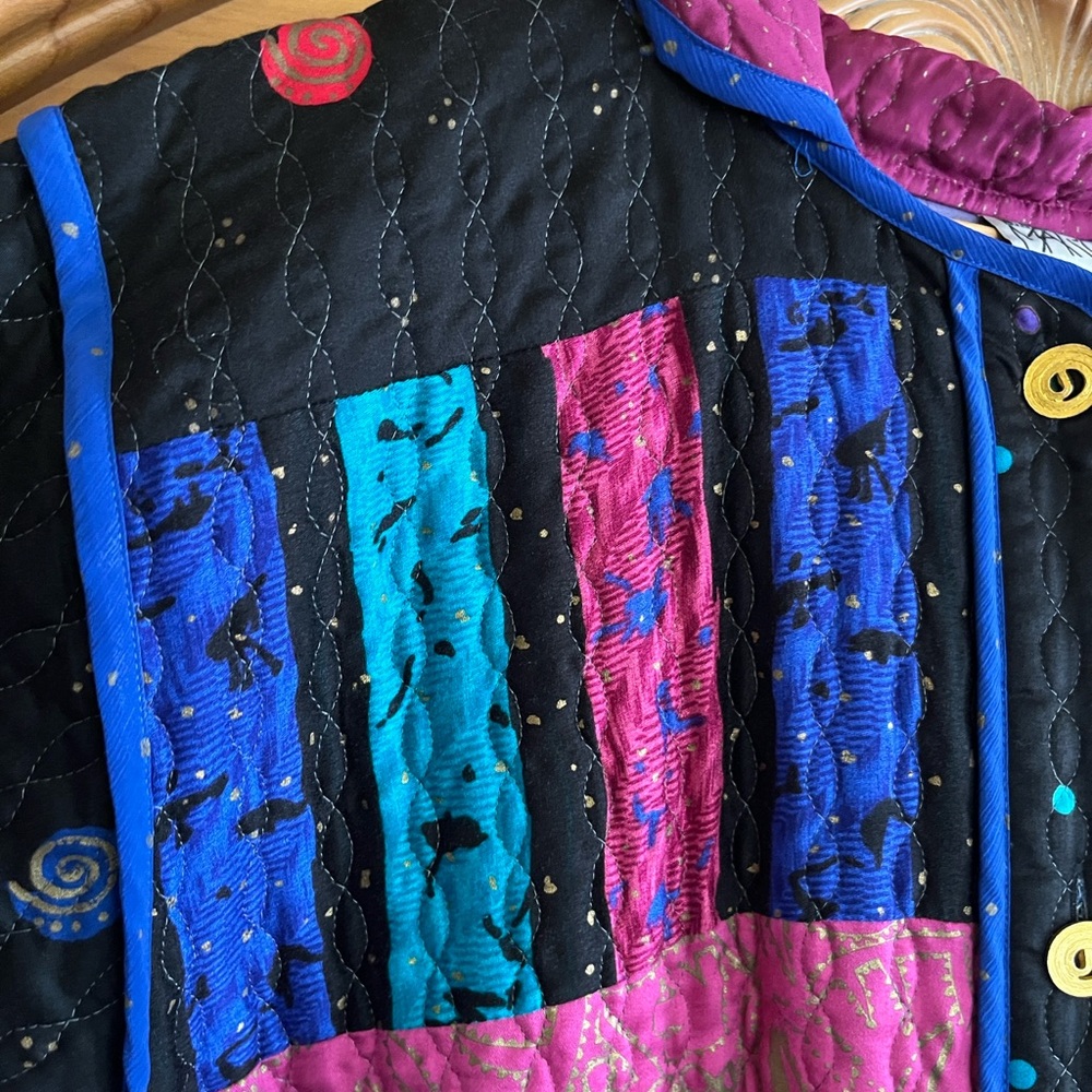 Vintage Jeanne Marc RARE Maximalist Quilted Hooded Patchwork Coat Made in USA - Picture 8 of 15